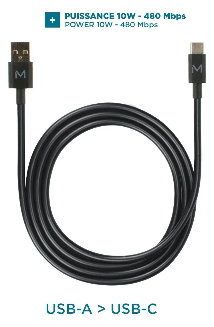 Mobilis Energia Cable - USB A C - 1m - Black, Ansicht 2