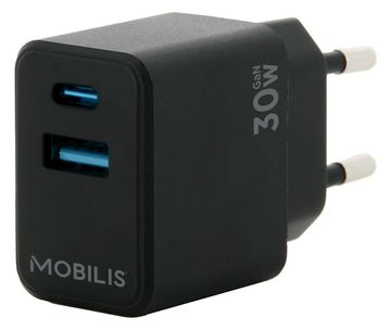 Mobilis Wall Charger 30W 1 USB A+1 USB C GaN von LumaTech