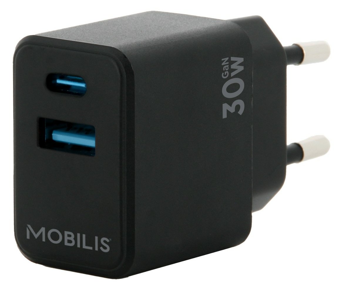 Mobilis Wall Charger 30W 1 USB A+1 USB C GaN