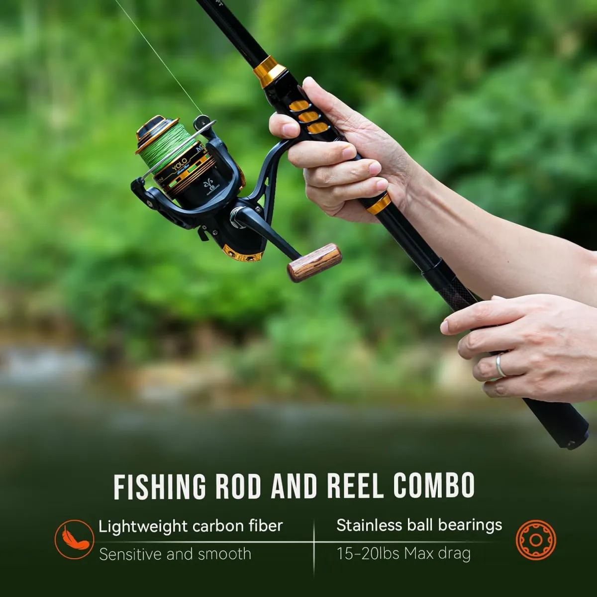 THKFISH Angelrute und Rolle Combo mit Rucksack, Teleskop-Angelrute Spinnrolle Kit mit Angelködern, Zange und Fischlippengreifer für Erwachsene — Bild 3