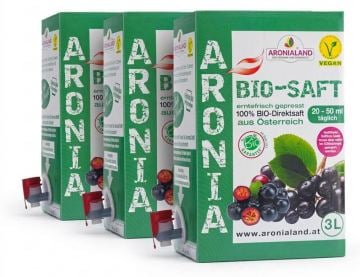 Bio-Aroniasaft 3 x 3L – 100 % Direktsaft aus Österreich, 1.629 mg OPC pro 50 ml