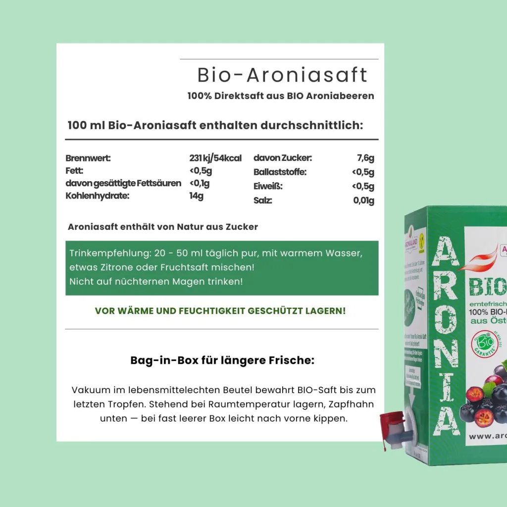 Bio-Aroniasaft 3 x 3L – 100 % Direktsaft aus Österreich, 1.629 mg OPC pro 50 ml, Ansicht 6