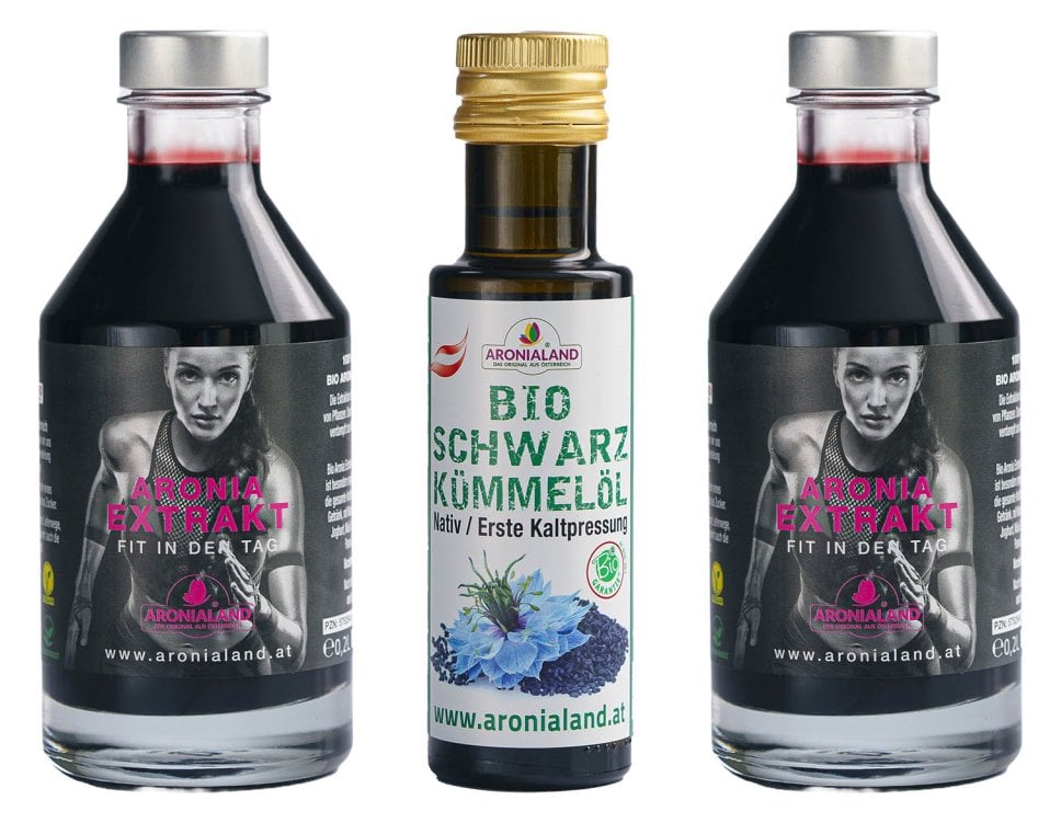 Bio Aronia Extrakt und Bio Schwarzkümmelöl im Set