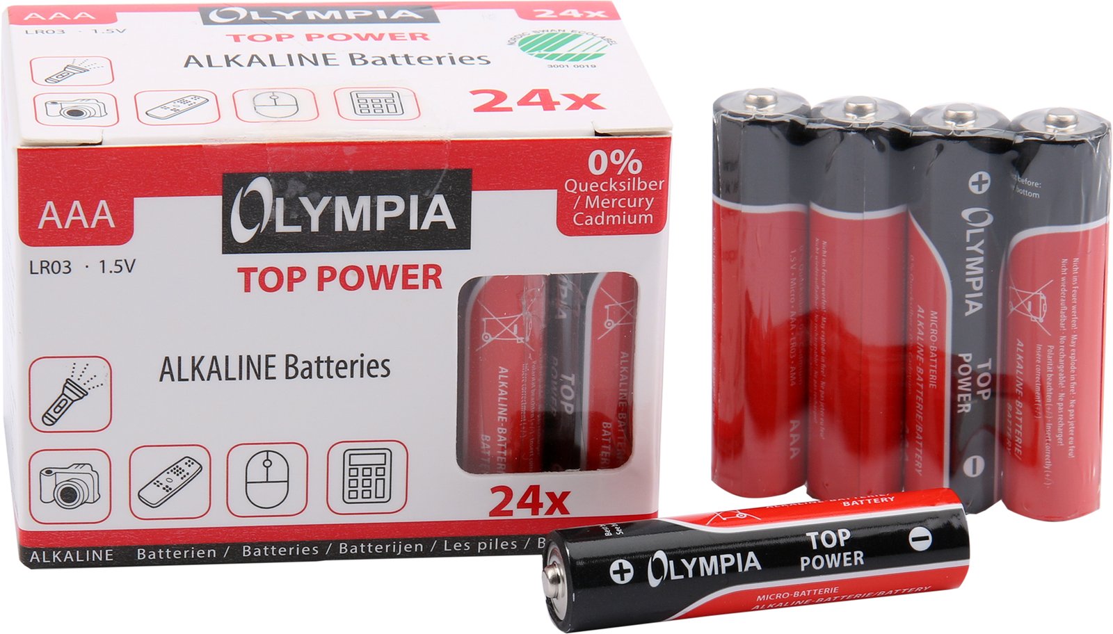 Olympia 40180 - AAA - Alkali - 24 Stück(e) - 7 Jahr(e) - Schwarz - Rot - Fensterbox