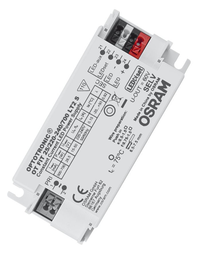Osram OT FIT 25/220…240/700 LT2 S - 4,5 W - 100000 h - -20 - 50 °C - 198 - 264 V - 50/60 Hz - 13 A