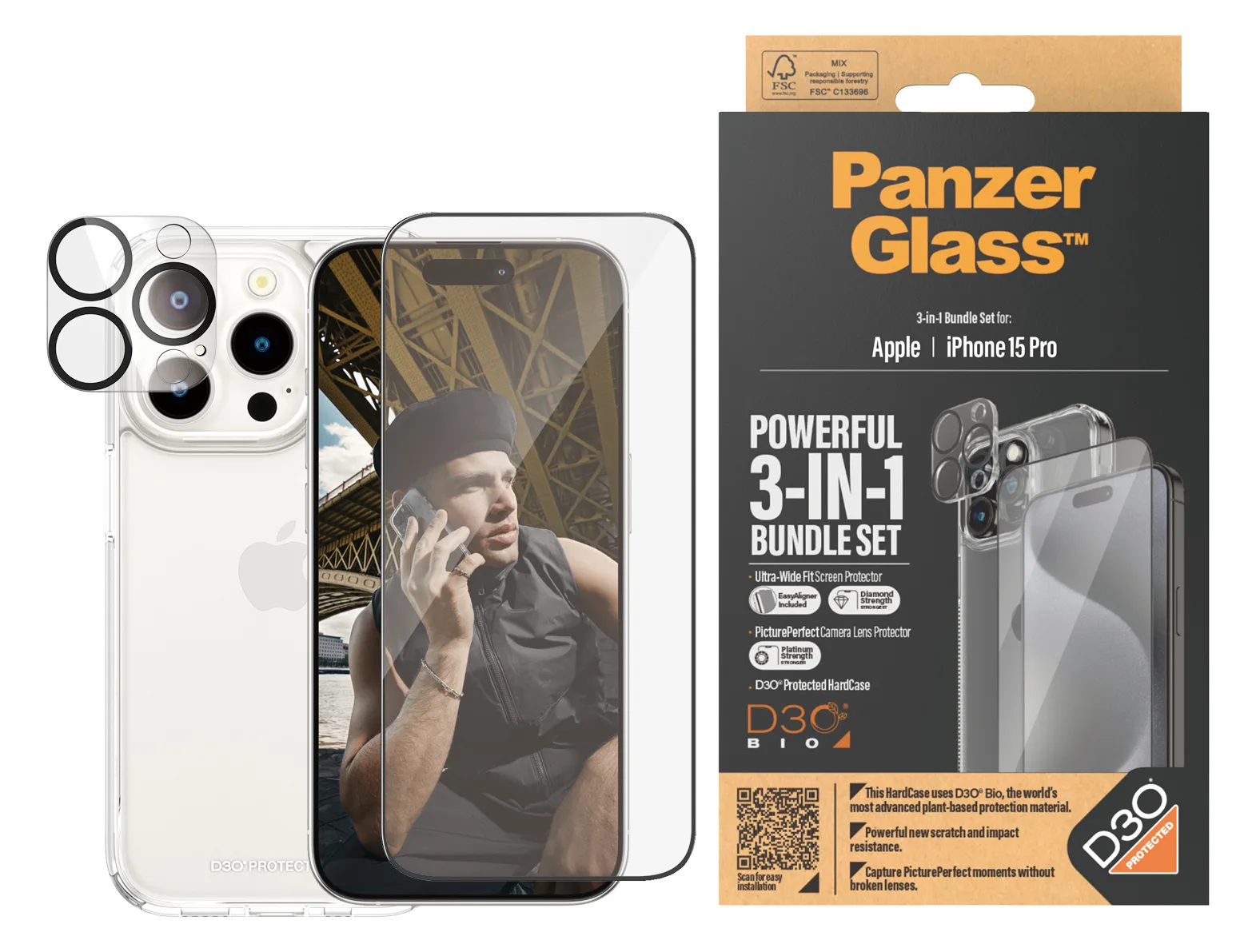 PanzerGlass 3-in-1 Pack - Schutzkit für Display / Objektiv / Rückseite für Handy, Ansicht 2