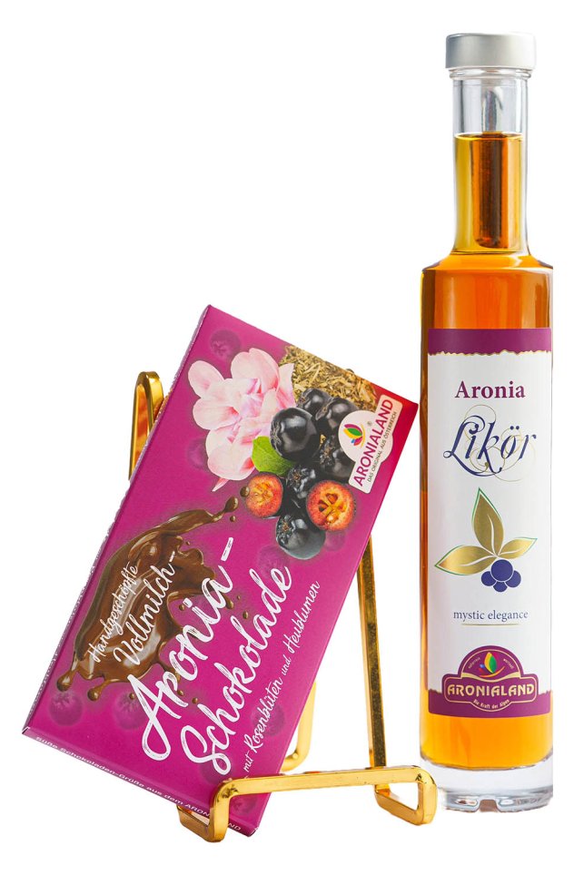 Aronia beschwipste Schokolade: Aronia Likör 200 ml mit Aronia Vollmilchschokolade 100g im Set