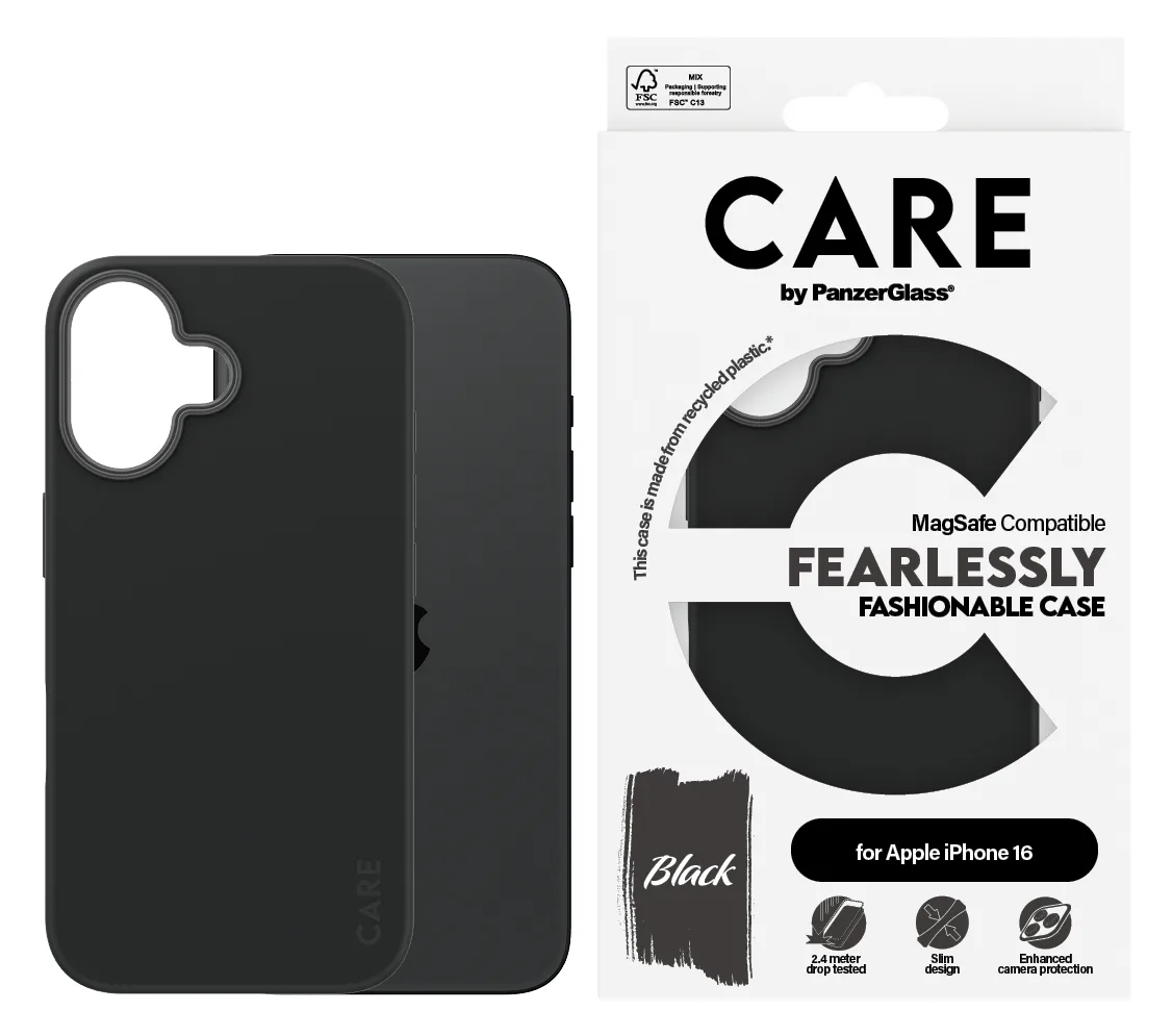 PanzerGlass CARE - iPhone 16 Case - kompatibel mit MagSafe - Thermoplastisches Polyurethan (TPU) - Schwarz - schwarz, Ansicht 3