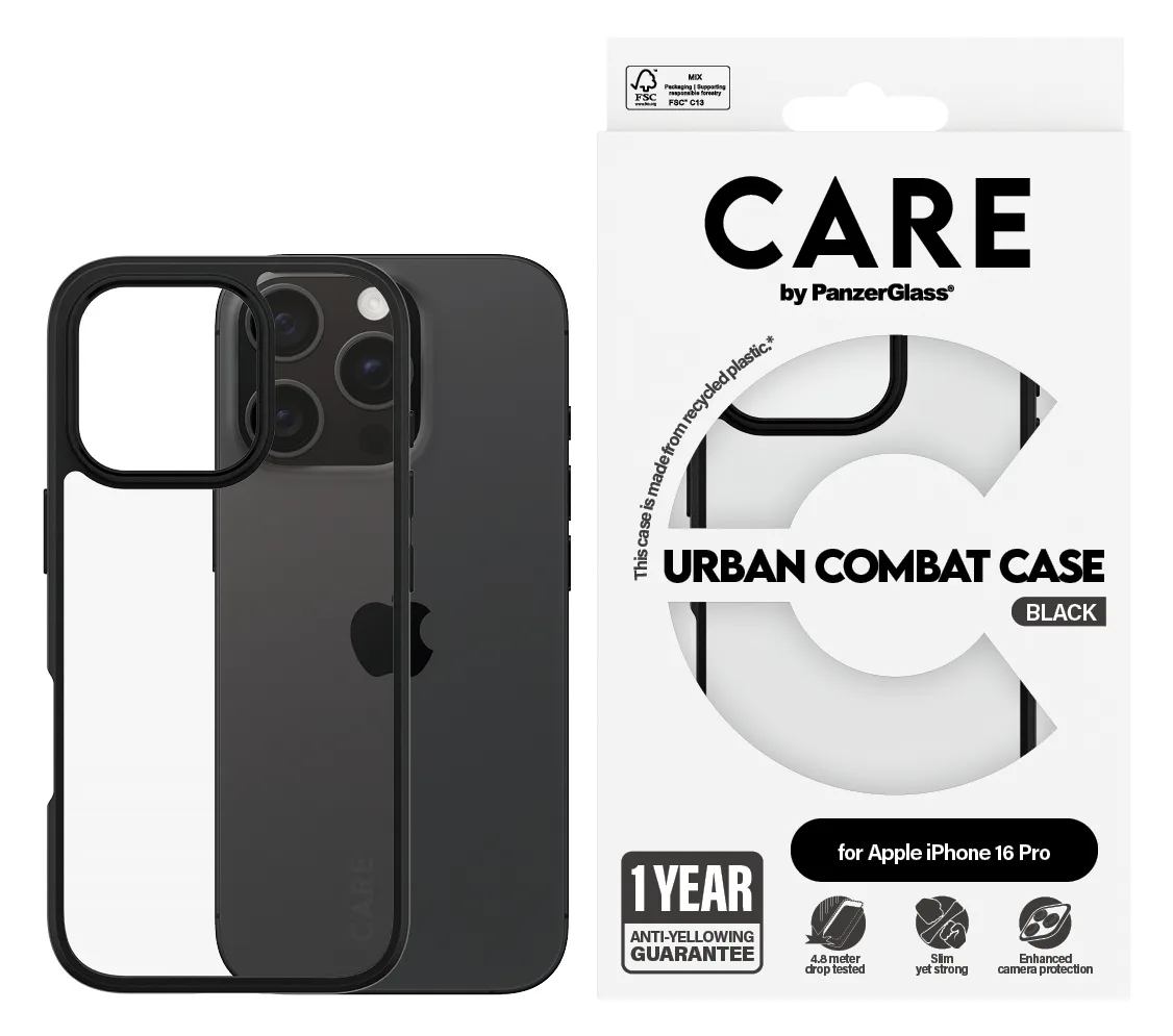 PanzerGlass CARE - iPhone 16 Pro Case - kompatibel mit MagSafe - Thermoplastisches Polyurethan (TPU) - Schwarz, Ansicht 2