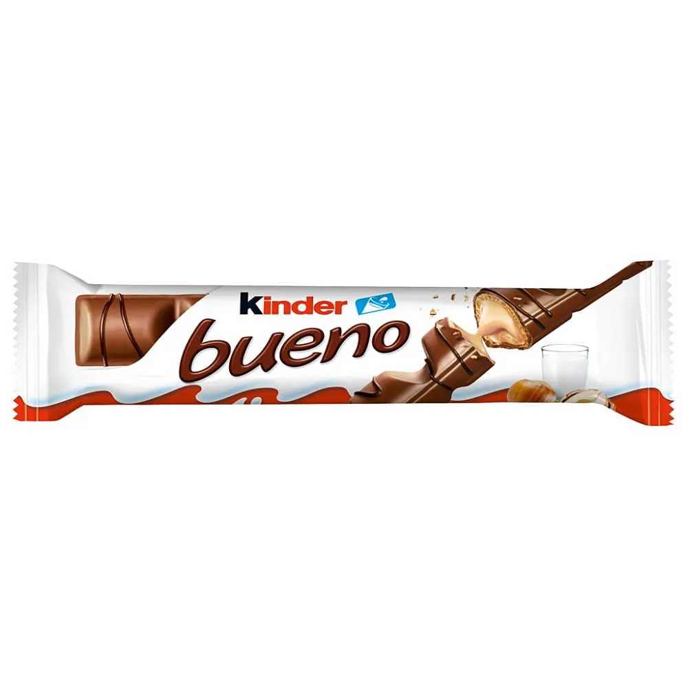 kinder bueno – Schokoriegel mit knuspriger Waffel, feiner Milch-Haselnuss-Cremeund zarter Vollmilchschokolade – 1 Packung mit 6 einzeln verpackten Riegeln (6 x 21,5 g) (Verpackung kann variieren) — Bild 6