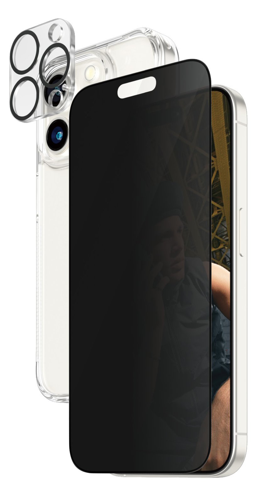PanzerGlass Privacy - 3-in-1 Pack - Schutzkit für Display / Objektiv / Rückseite für Handy