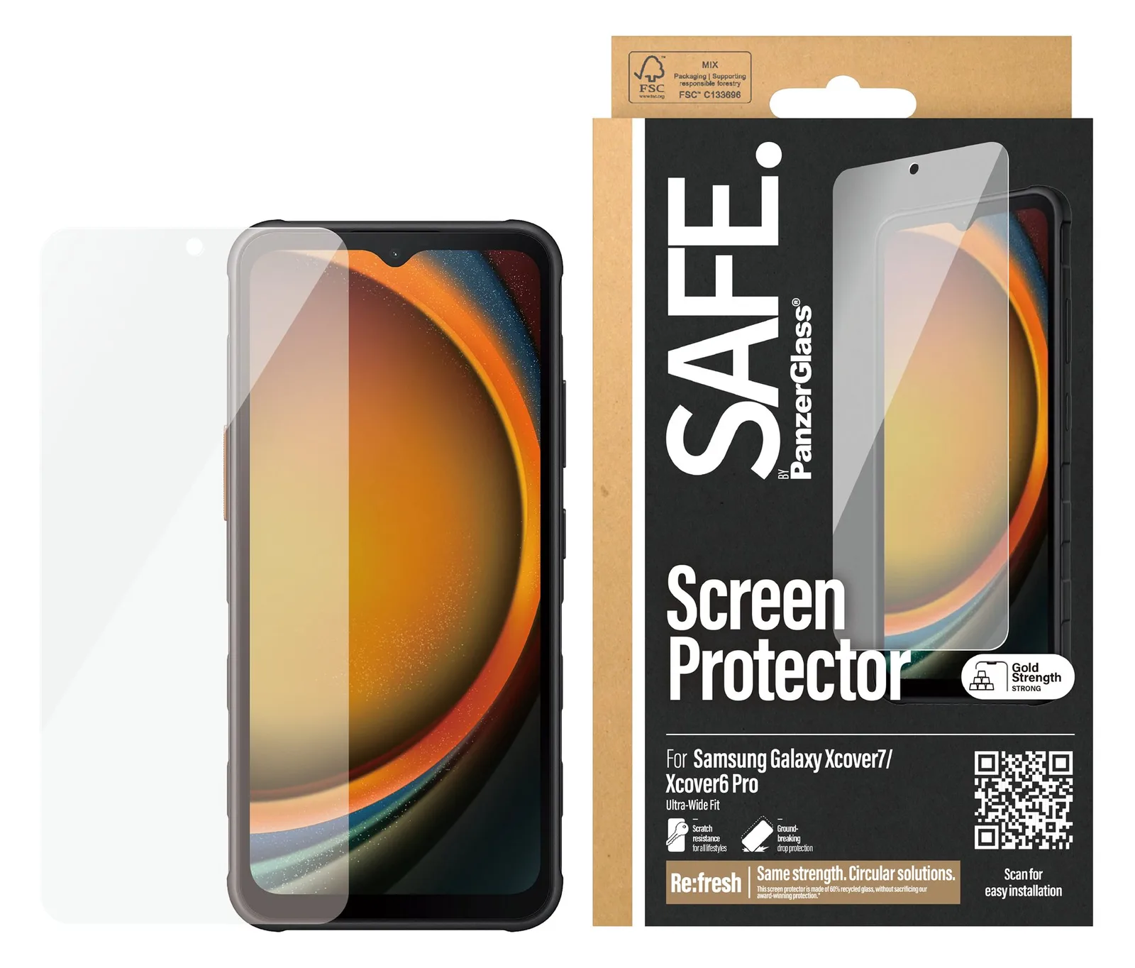 PanzerGlass SAFE. by PanzerGlass - Bildschirmschutz für Handy - ultrabreite Passform - Glas - 6.6 (Packung mit 50), Ansicht 2