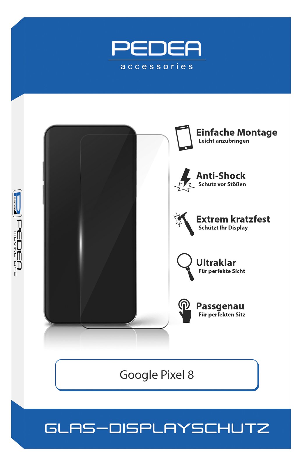 PEDEA 12170004 - Google - Pixel 8 - Kratzresistent - Schockresistent - Transparent - 1 Stück(e)
