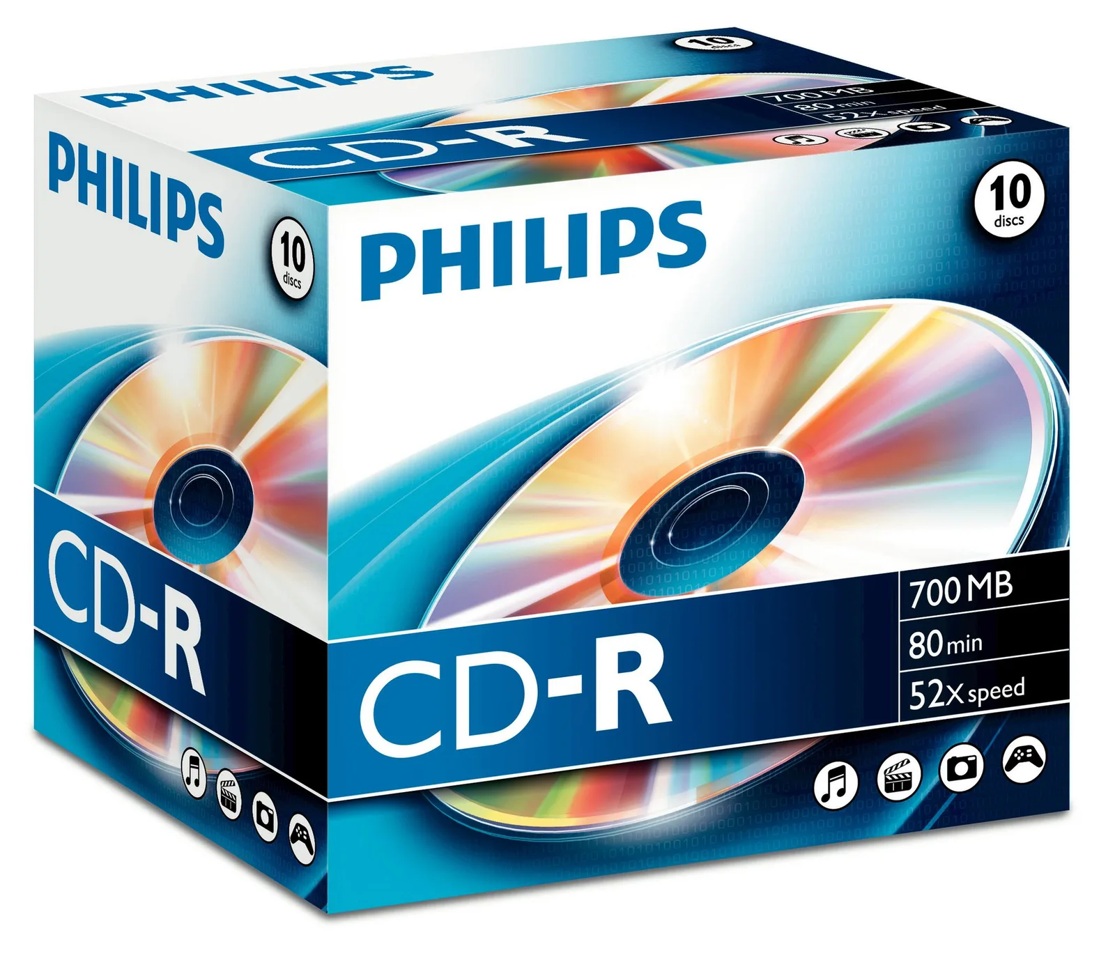 Philips 10 x CD-R - 700 MB (80 Min) 52x - Jewel Case (Schachtel), Ansicht 2