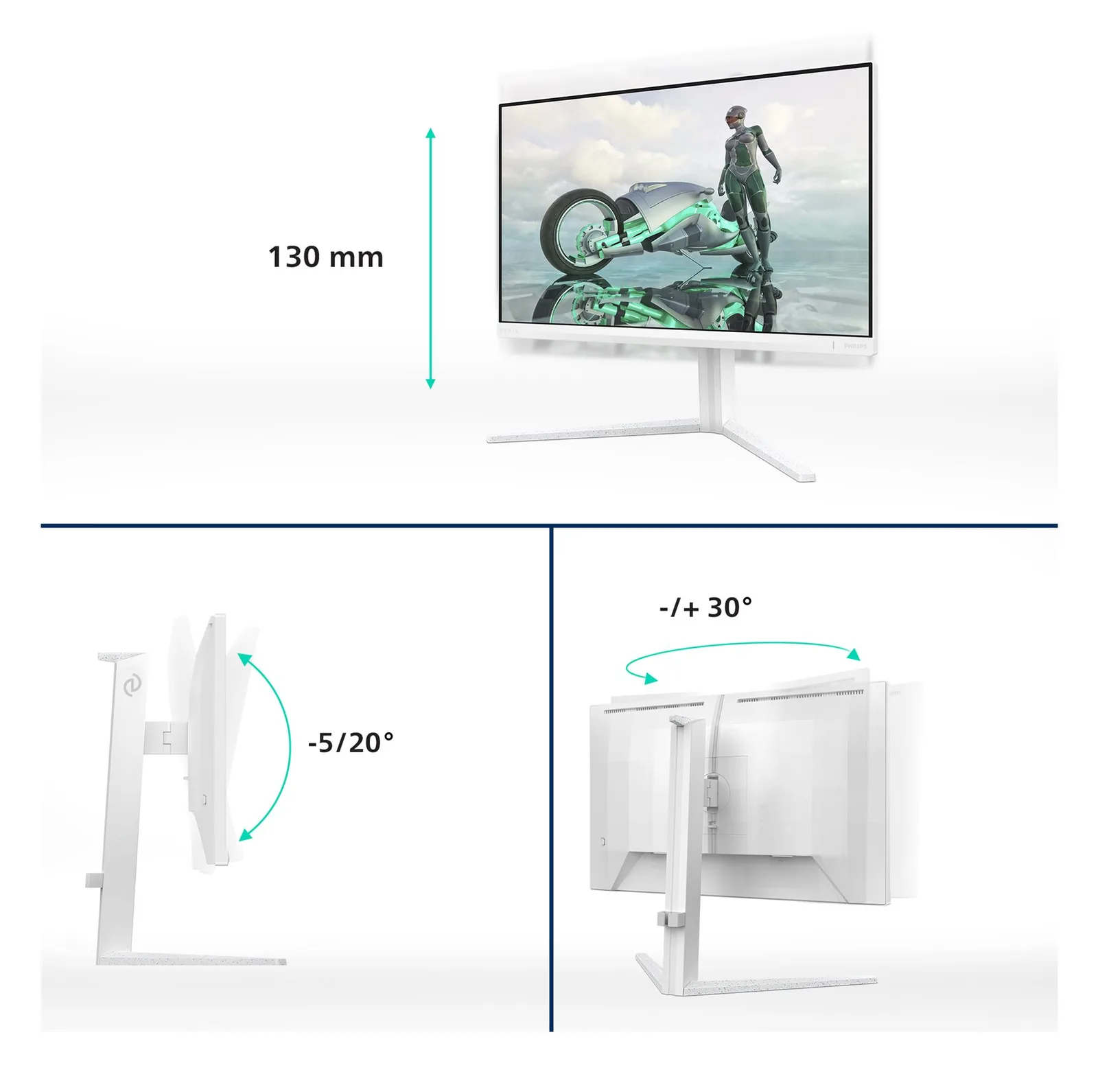 Philips Evnia 27M2N3201A - 27 Zoll Full HD Gaming Monitor 180 Hz 0.5 ms FreeSync Prem - 27 - DisplayPort, Ansicht 4