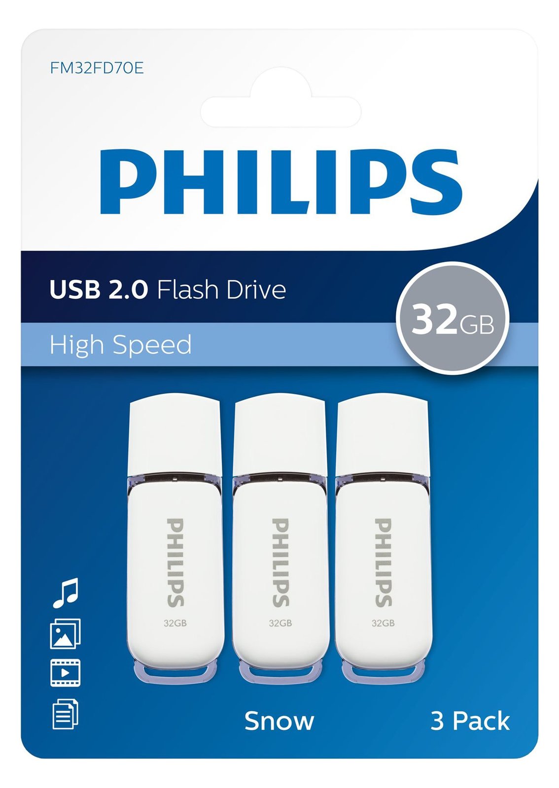 Philips FM32FD70E Snow edition 2.0 - USB-Flash-Laufwerk - 32 GB - USB 2.0 (Packung mit 3)