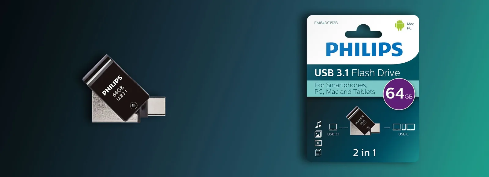 Philips FM64DC152B - USB-Flash-Laufwerk - 64 GB, Ansicht 3