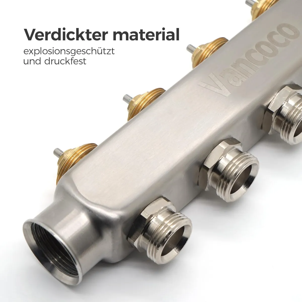 VANCOCO 12 Heizkreise Heizkreisverteiler für Wasserfußbodenheizung, Fußbodenheizung Verteiler mit Eurokonus 16 × 2 mm, 1" Kompaktes Kugelhähne, 5 L/min Durchfluss, Schnellentlüfter Set — Bild 4