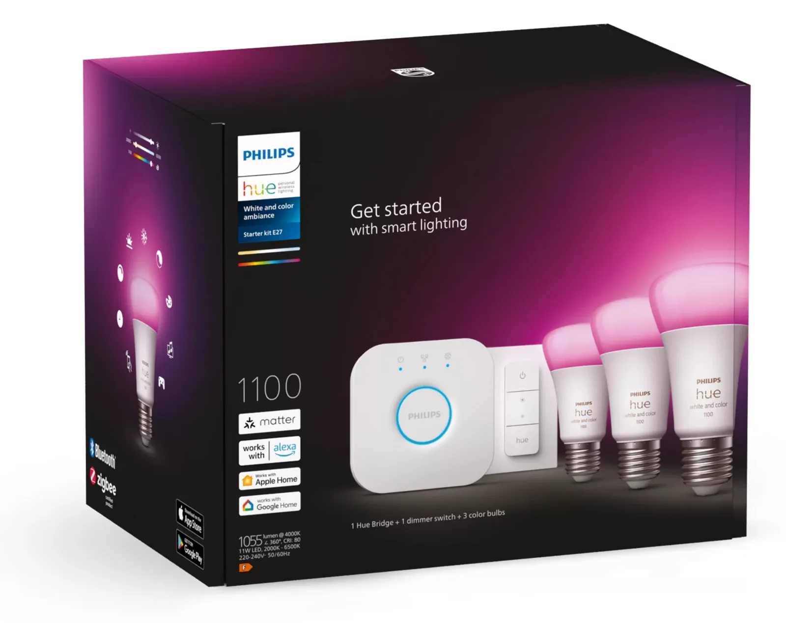 Philips Hue White and Color Ambiance Starter Kit - Drahtloses Beleuchtungs-Kit - LED-Lampe x 3 - E27 - 9 W (75 W), Ansicht 4