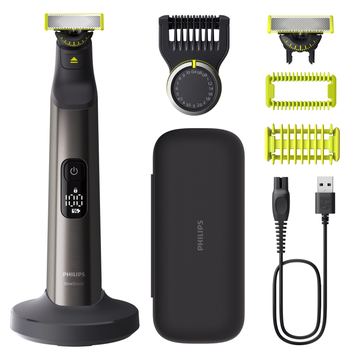 Philips OneBlade Pro 360 QP6652/61 Face + Body, Eingebautes Display, Waschbar, Akku, Chrom