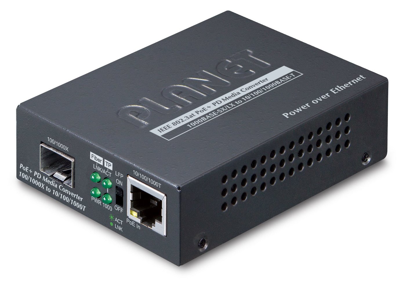 Planet PoE+ to SFP Media Converter - Converter - Glasfaser (LWL)