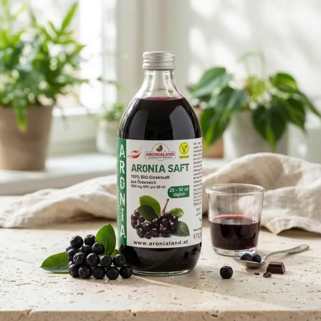 Bio-Aroniasaft 6 × 0,5 l – 100 % Direktsaft aus Österreich, 1.629 mg OPC pro 50 ml, Ansicht 2