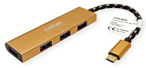 ROLINE 14.02.5049-5 - USB 3.2 Gen 1 (3.1 Gen 1) Type-C - USB 3.2 Gen 1 (3.1 Gen 1) Type-C - 5000 Mbit/s - Gold, Ansicht 4