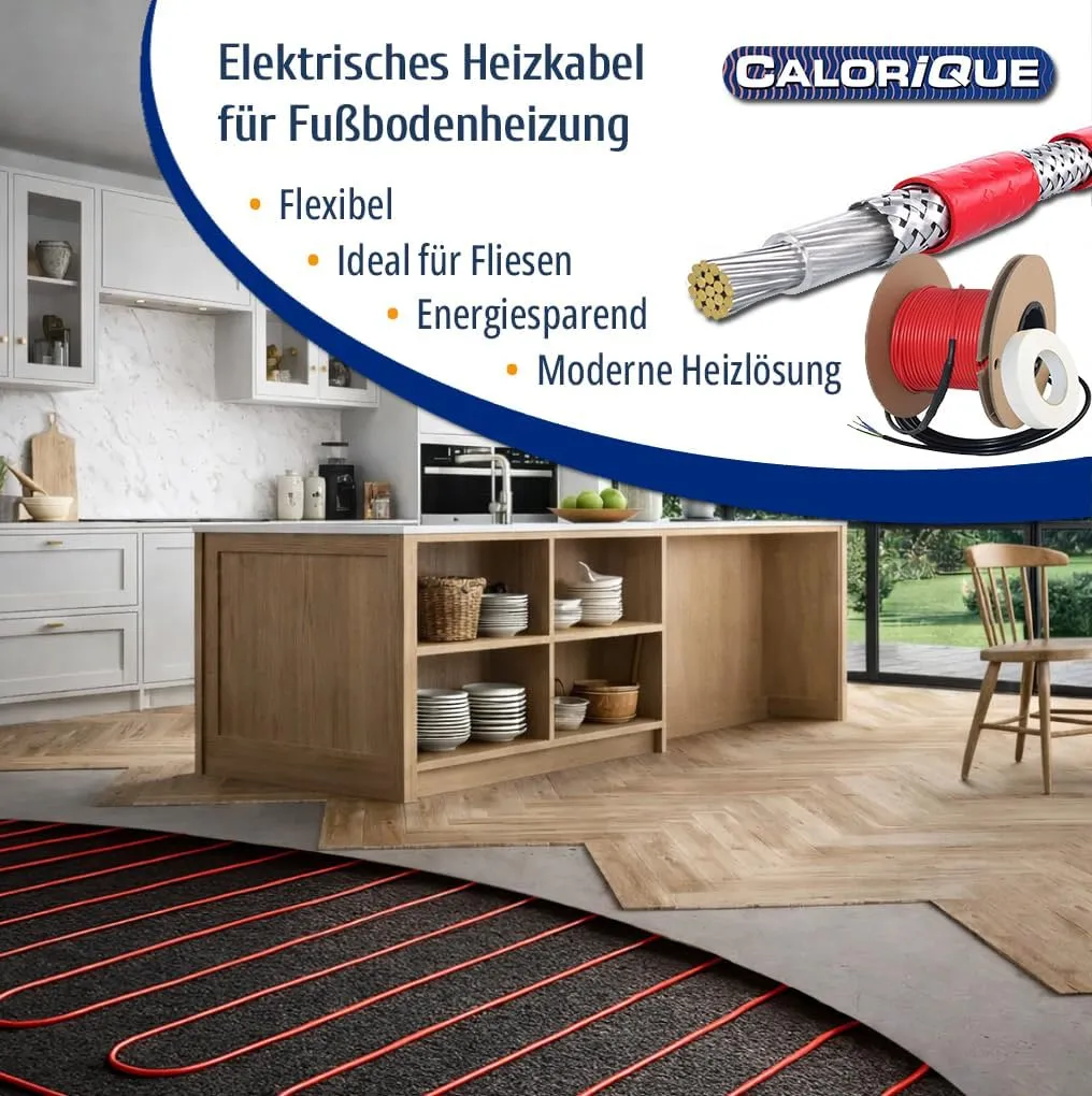 Elektrische Fußbodenheizung - Heizkabel 16W/m 1400W gesamt (87,5m) für 7-14m² Heizfläche - TWIN-Technologie - Energieeffizienzklasse A+++ — Bild 2