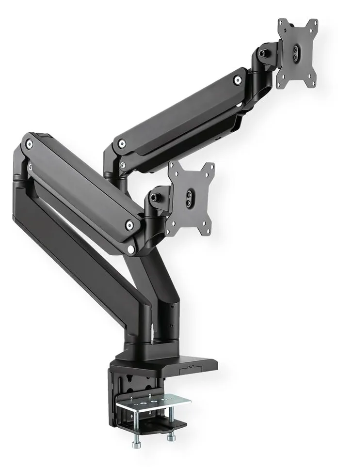 ROLINE Dual LCD Monitor Stand Pneumatic - Befestigungskit (Spannbefestigung für Tisch, 2 einstellbare Arme), Ansicht 2