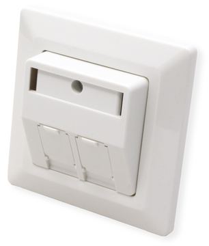 ROLINE Frontplatte+ Befestigungsring für UP-Dose 2fach RAL9010 von LumaTech