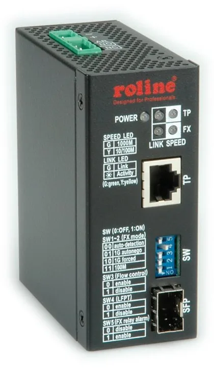 ROLINE Industrie Konverter - Medienkonverter - GigE - 10Base-T, 100Base-TX, 1000Base-T, 1000Base-X, 100Base-X - RJ-45, Ansicht 3