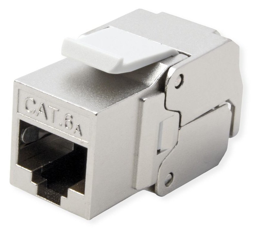 ROLINE Keystone Kat6A/Kl.EA RJ45 geschirmt werkzeuglos silberf.