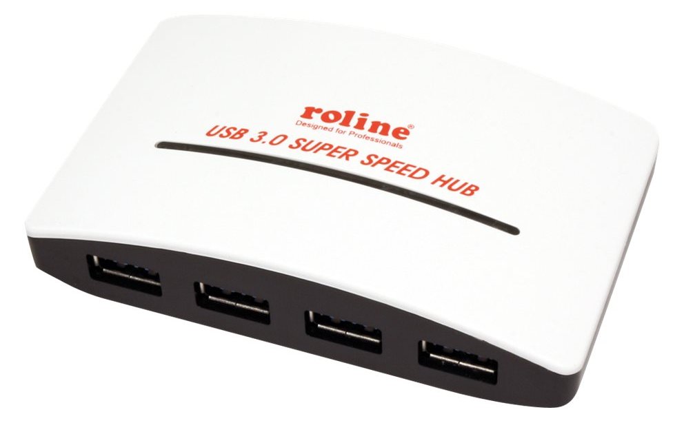 ROLINE USB 3.0 Hub Black and White - Hub - 4 x SuperSpeed USB 3.0