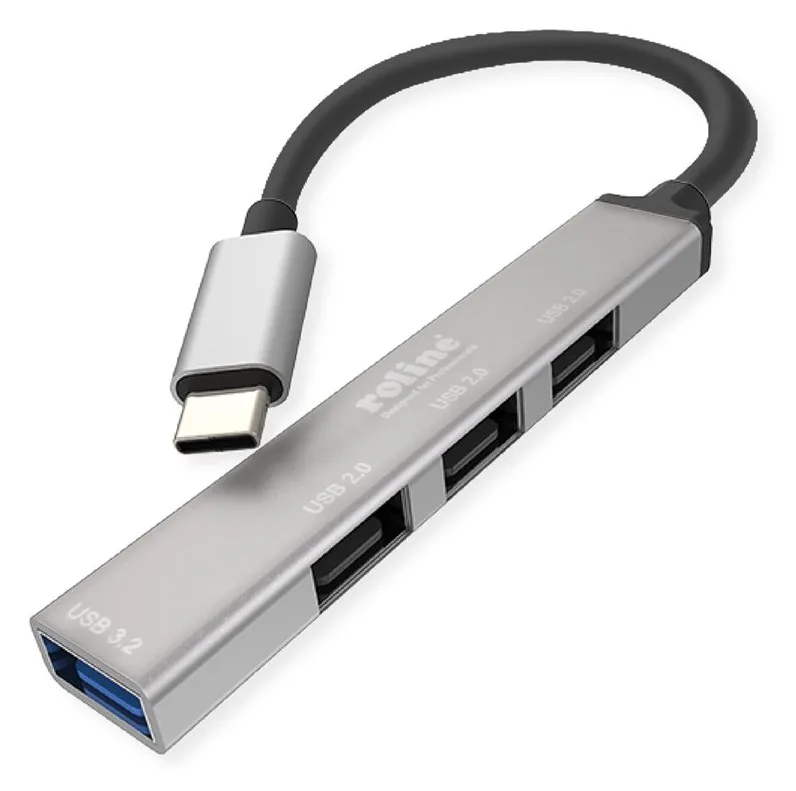 ROLINE USB3.2 Gen1 Hub 4x USB-A 1x 3.0+3x 2.0 Typ C Kabel, Ansicht 3