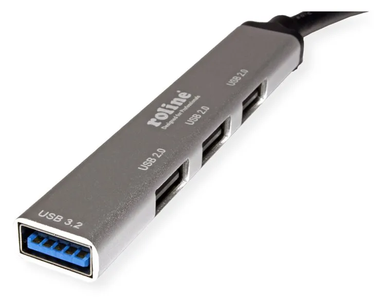 ROLINE USB3.2 Gen1 Hub 4x USB-A 1x 3.0+3x 2.0 Typ C Kabel, Ansicht 4