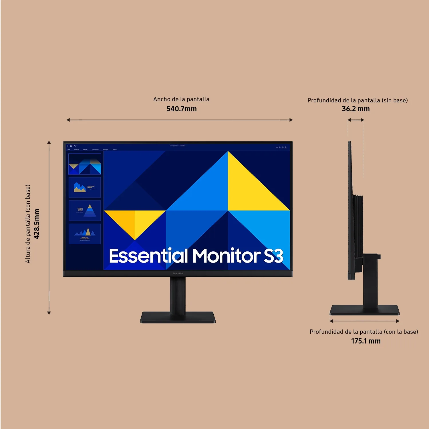 Samsung Essential S3 S24D304GAU - S30GD Series - LED-Monitor - 61 cm (24), Ansicht 4