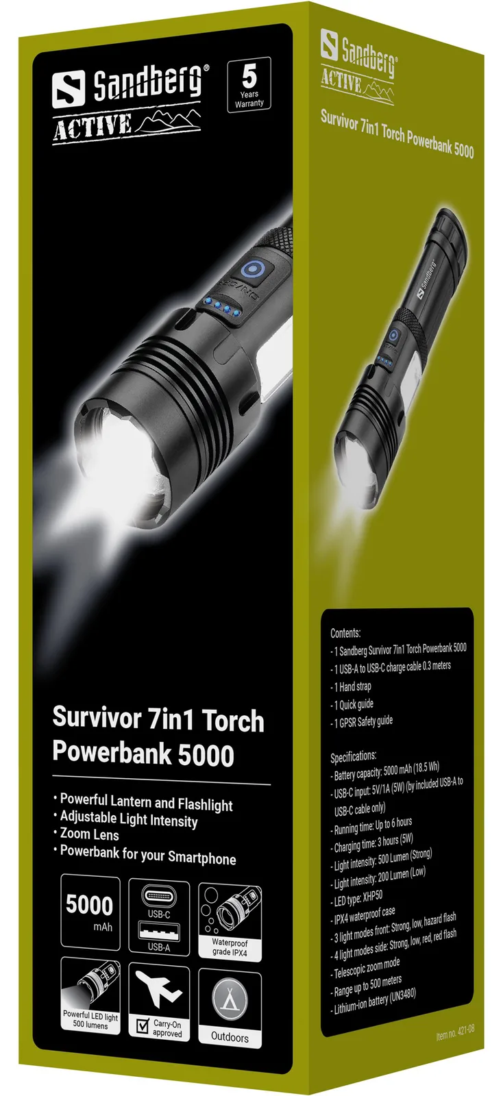 SANDBERG Active - Taschenlampe - LED - 3 Modi - Bis 350 lm, Ansicht 2