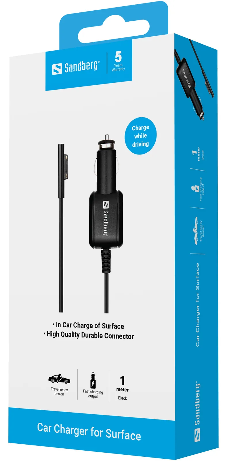 SANDBERG Auto-Netzteil - 2.58 A (Microsoft Surface Pro 3-Konnektor), Ansicht 2