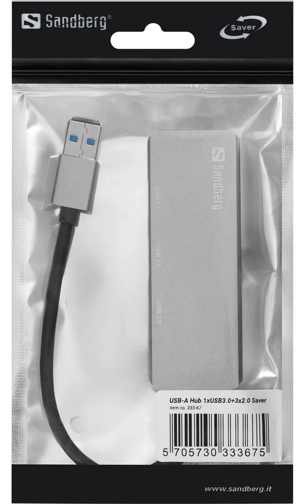 SANDBERG Hub - 1 x SuperSpeed USB 3.0 + 3 x USB 2.0, Ansicht 3
