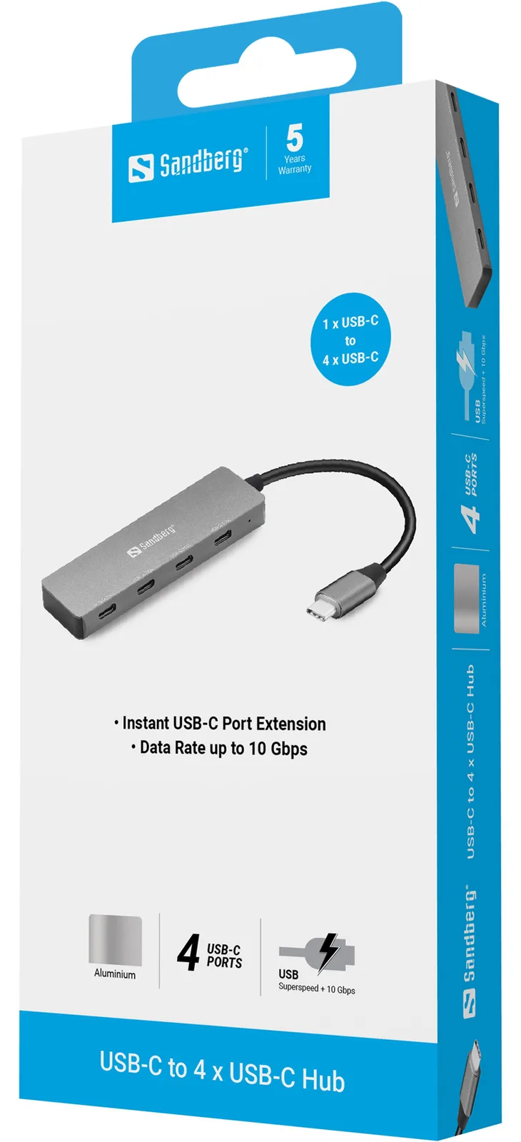 SANDBERG Hub - 4 x USB-C - Desktop, Ansicht 2