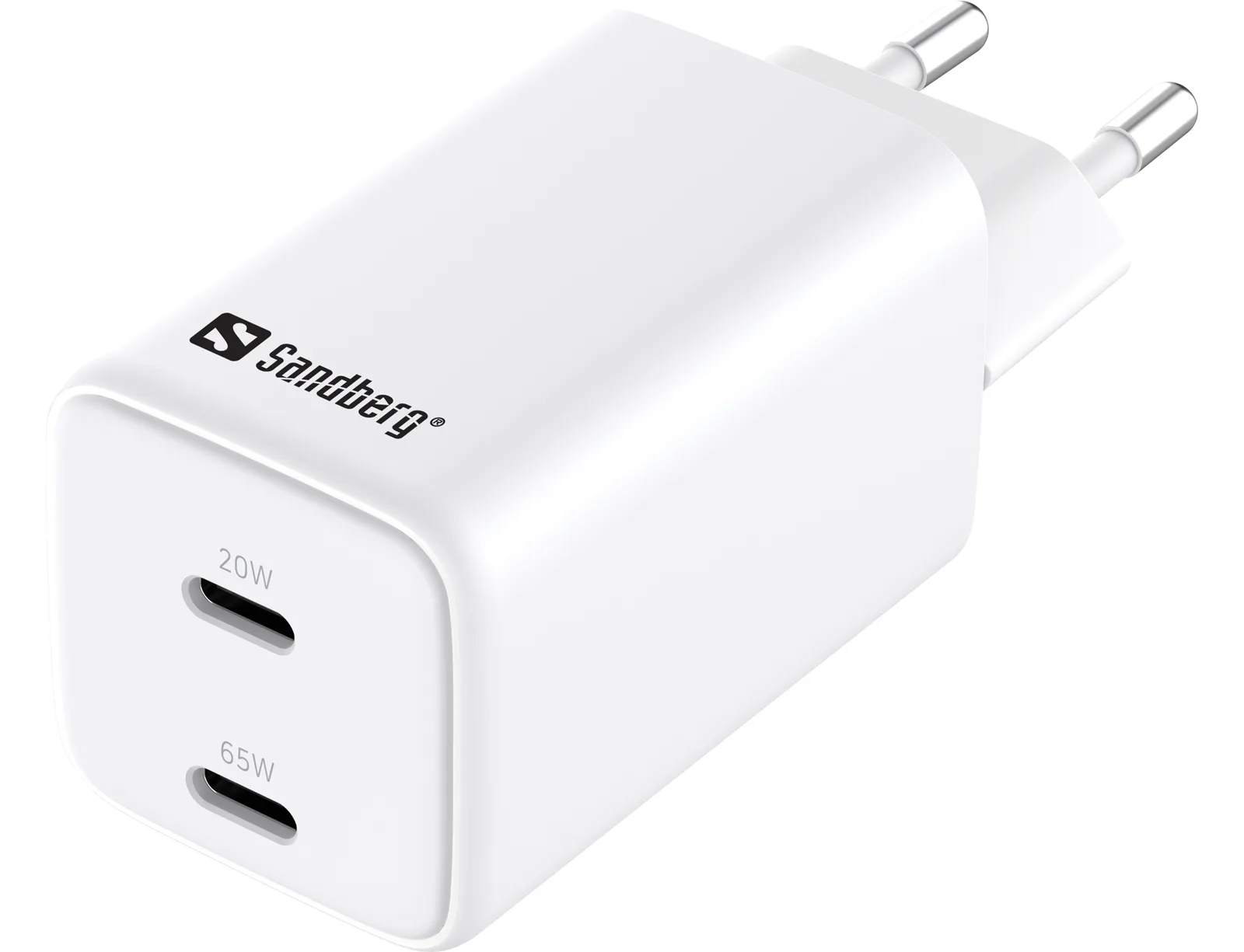 SANDBERG Netzteil - 65 Watt - 3.25 A - 2 Ausgabeanschlussstellen (24 pin USB-C), Ansicht 2