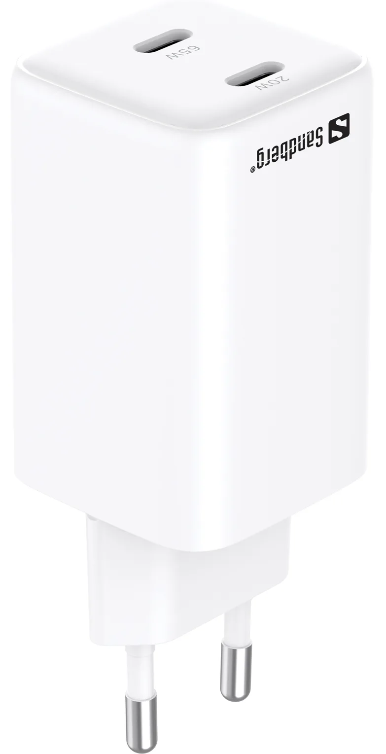 SANDBERG Netzteil - 65 Watt - 3.25 A - 2 Ausgabeanschlussstellen (24 pin USB-C), Ansicht 5