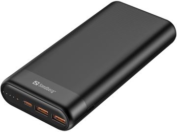 SANDBERG Powerbank - 20000 mAh - 74.4 Wh - 3.25 A - PD, QC 3.0 - 3 Ausgabeanschlussstellen (2 x USB, 24 pin USB-C) von LumaTech