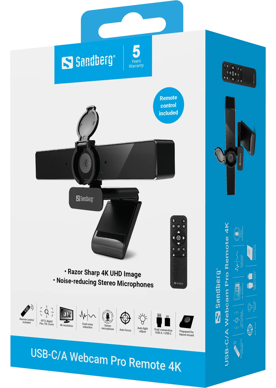 SANDBERG Pro Remote - Webcam - Farbe - 8 MP - 3840 x 2160, Ansicht 2