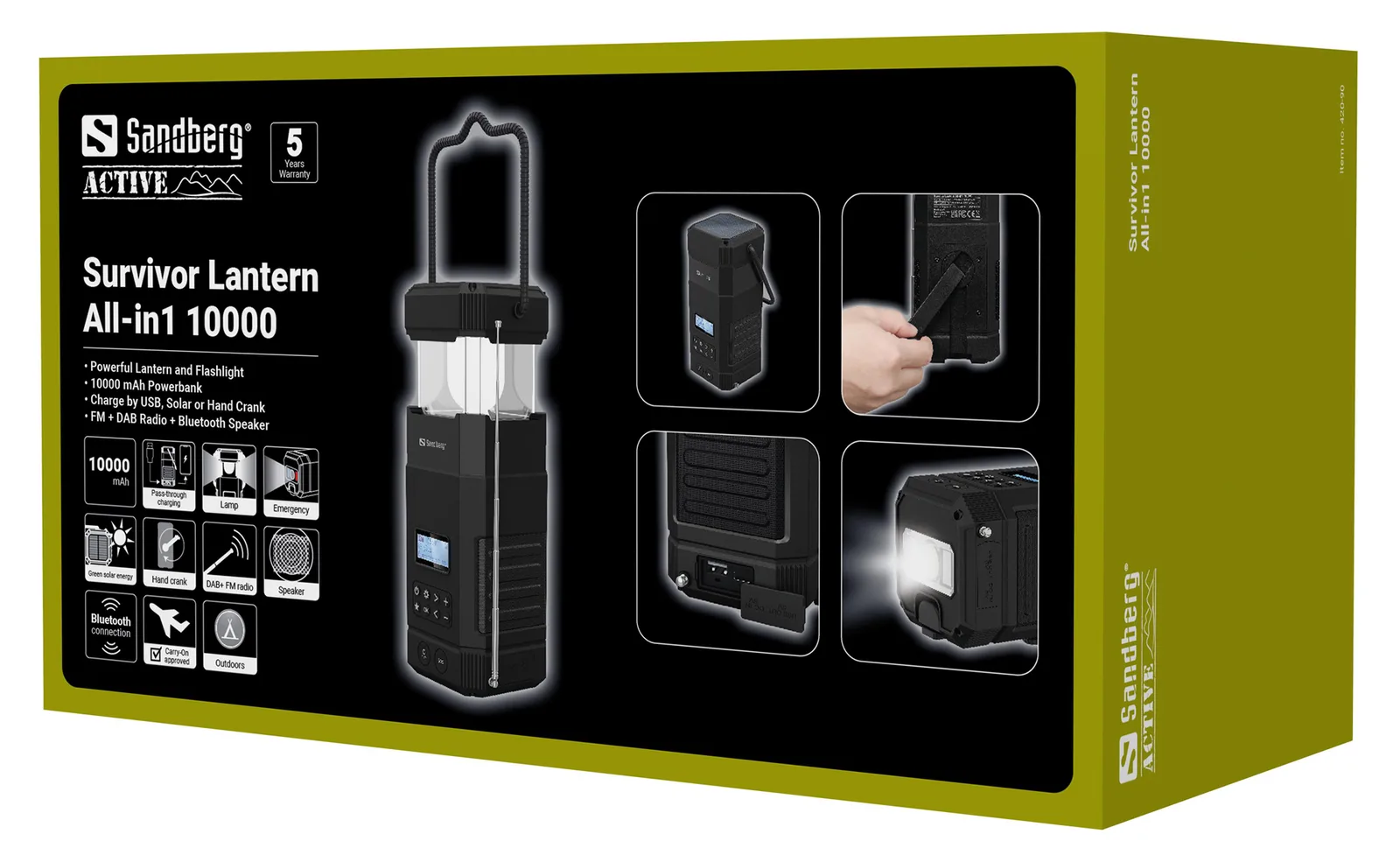 SANDBERG Survivor Lantern - Powerbank - 10000 mAh - 37 Wh - 2 A (USB), Ansicht 2