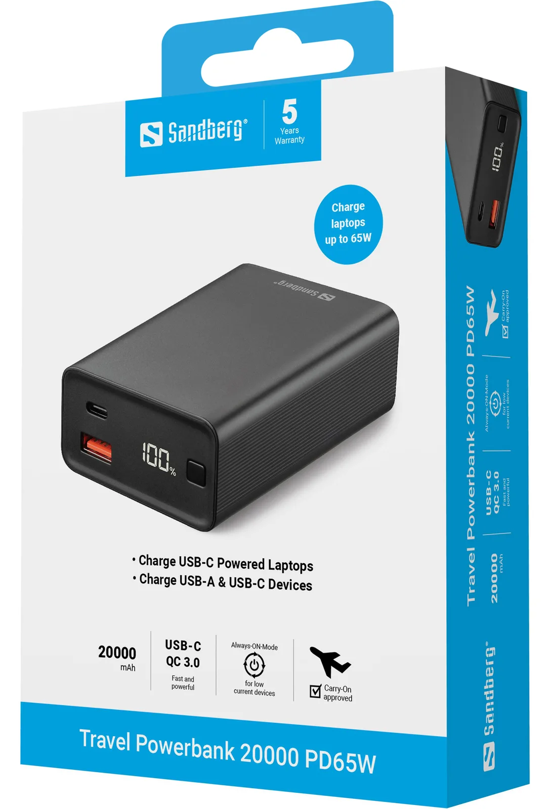 SANDBERG Travel Powerbank 20000 PD65W, Ansicht 2