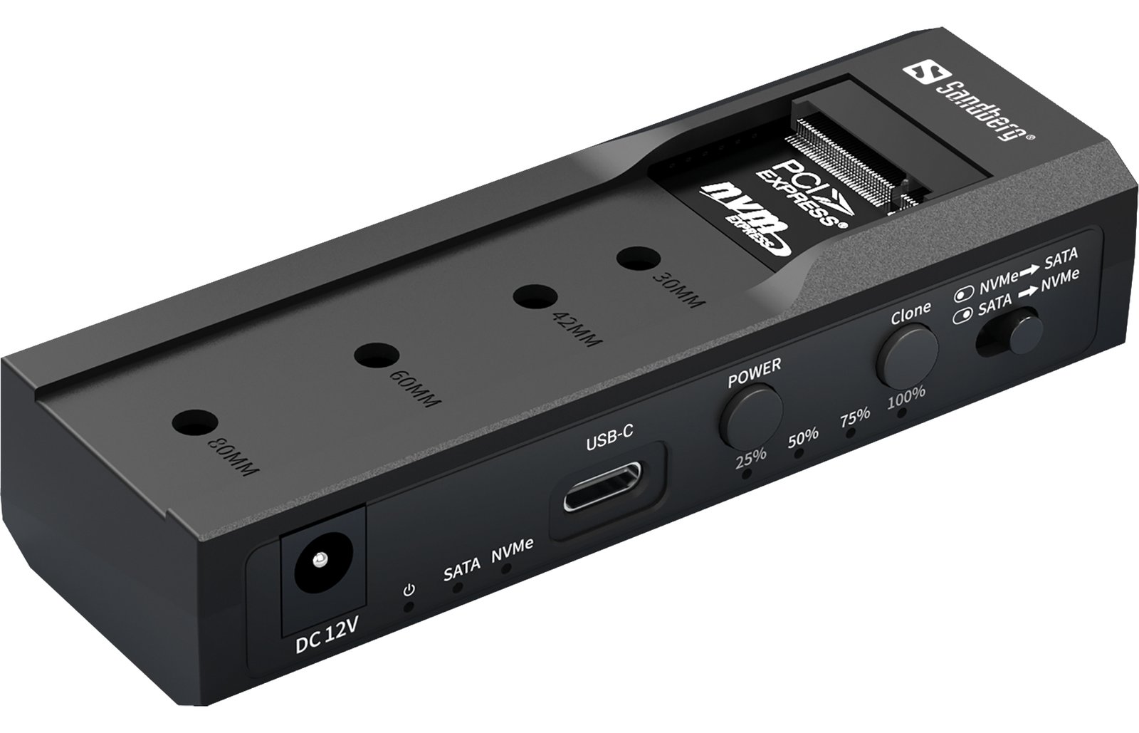 SANDBERG USB-3 Cloner+Dock M2+NVMe+SATA - SSD - SATA - Serial ATA II - Serial ATA III - 2.5,3.5,M.2 - USB 3.2 Gen 2