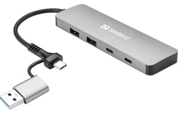 SANDBERG USB-C/A to 2xUSB-A+2xUSB-C Hub von LumaTech