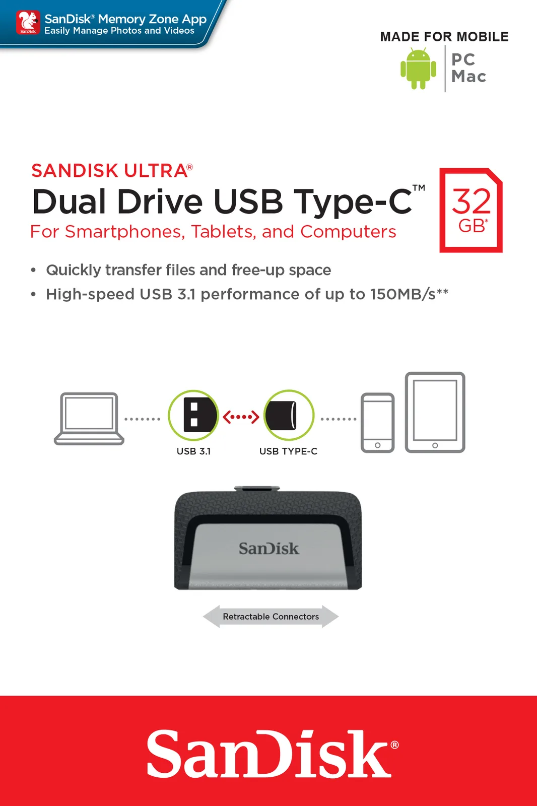 SanDisk Ultra Dual - USB-Flash-Laufwerk - 32 GB - USB-C, Ansicht 2