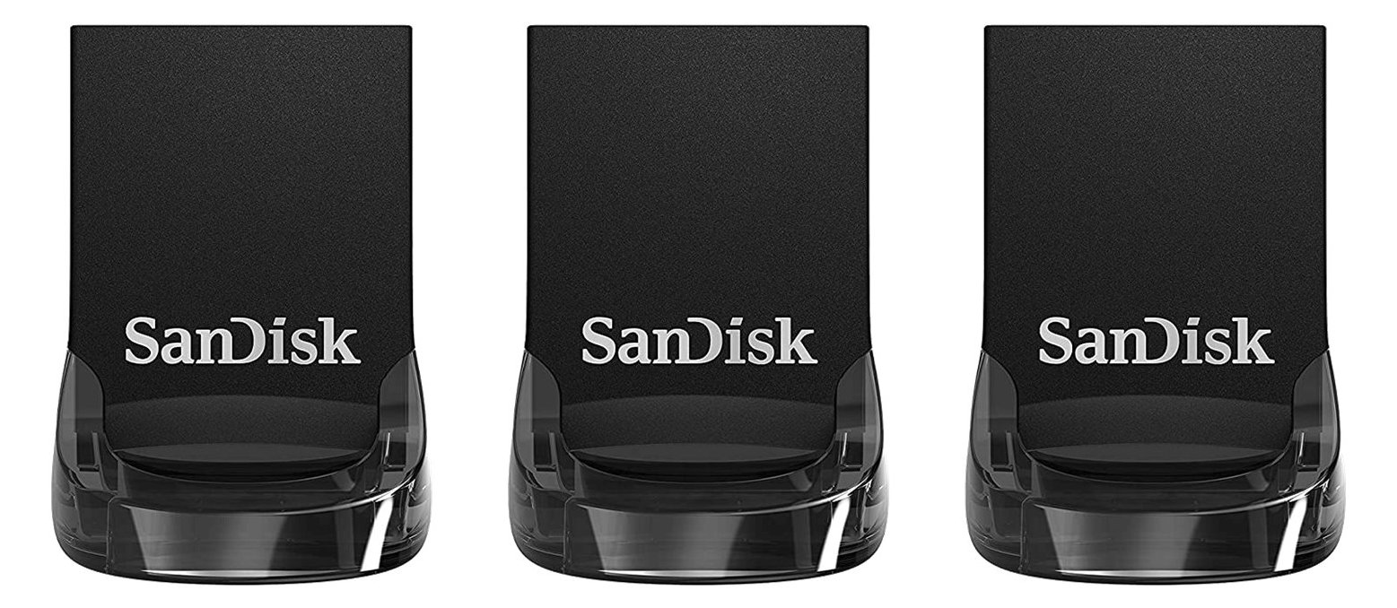 SanDisk Ultra Fit - USB-Flash-Laufwerk - 32 GB - USB 3.1 - Schwarz (Packung mit 3)